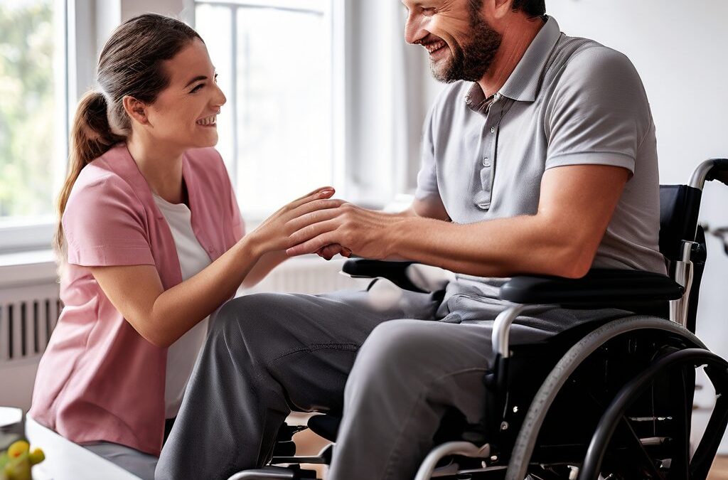 man receiving disability support